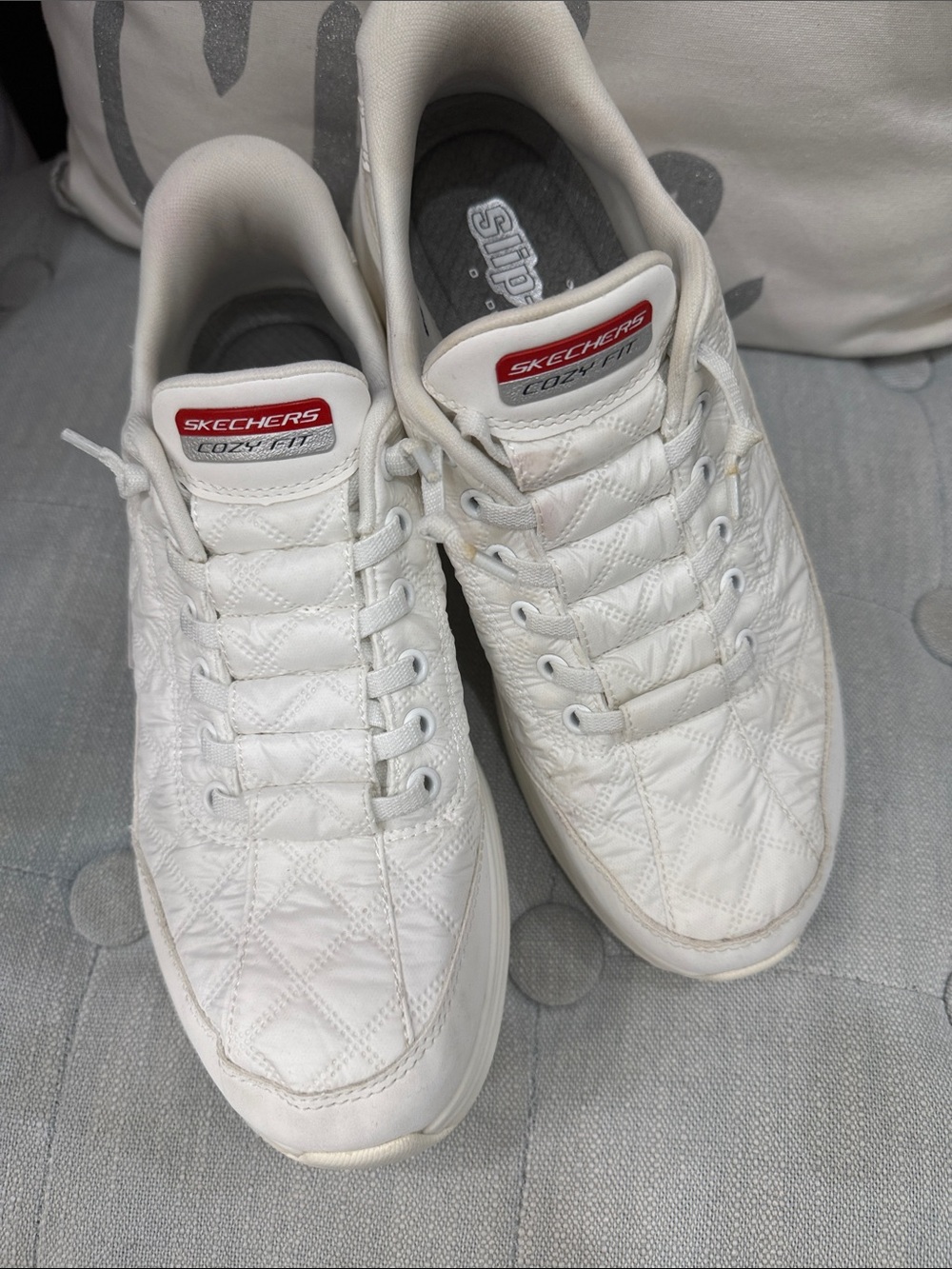 Skechers Women’s BBC White Cozy Fit Quilted Sneakers